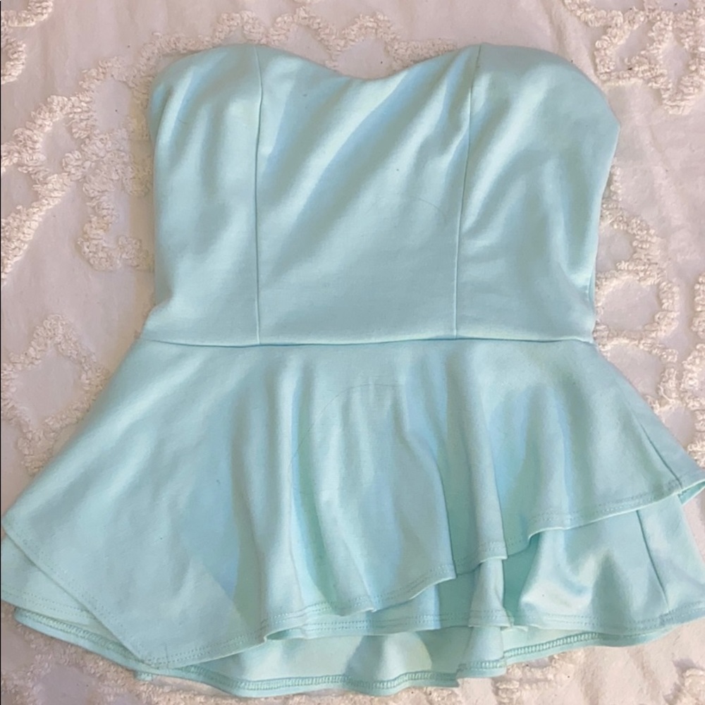 strapless peplum top